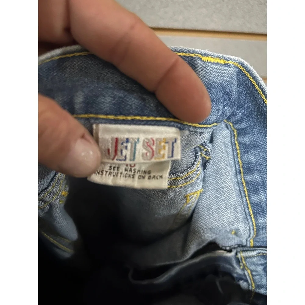 Jet Set Vintage Kids Jeans 10 Light Wash Toucan Embroidered High Waist Denim